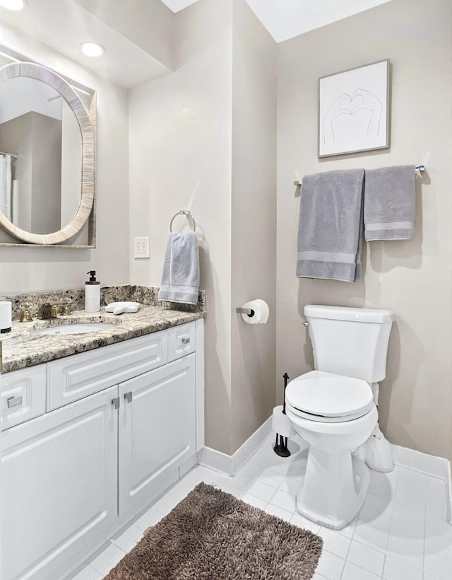 2655 Gnarled Pne, Seabrook Island, SC 29455 - bathroom featuring toilet, vanity, baseboards, tile patterned floors, and recessed lighting