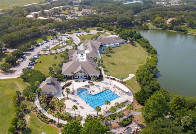 2655 Gnarled Pne, Seabrook Island, SC 29455 - aerial view of a pool and a nearby body of water