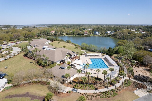 2655 Gnarled Pne, Seabrook Island, SC 29455 - drone / aerial view of a large body of water, a pool, and a tree filled landscape