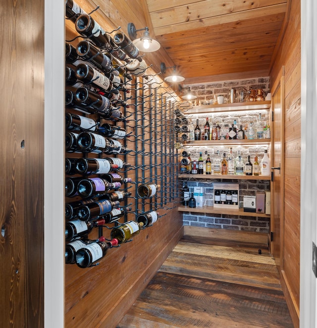 4855 Retriever Rd, Wadmalaw Island, SC 29487 - wine area featuring wooden walls, wooden ceiling, and a bar