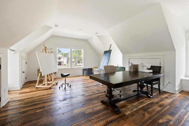 4855 Retriever Rd, Wadmalaw Island, SC 29487 - office space with wood finished floors, vaulted ceiling, and baseboards