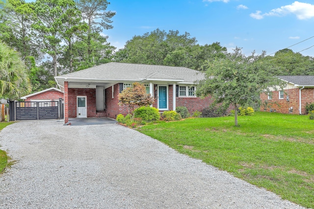 4729 Lang Ridge Dr, North Charleston, SC 29405 - ranch-style home with driveway, brick siding, and a gate