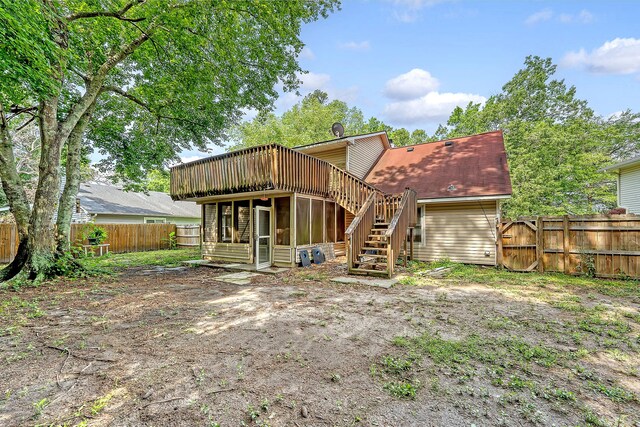 4606 Moss Ct, North Charleston, SC 29420 - rear view of house featuring stairway, a deck, a fenced backyard, and a gate