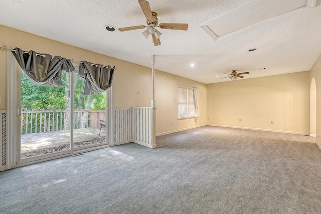 4606 Moss Ct, North Charleston, SC 29420 - carpeted empty room featuring ceiling fan, a textured ceiling, baseboards, and recessed lighting