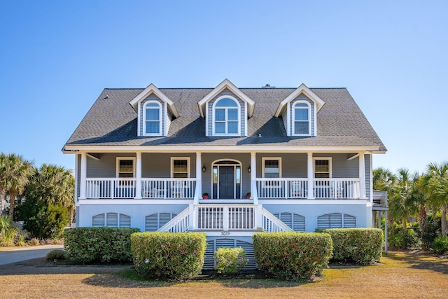 view of front facade featuring covered porch