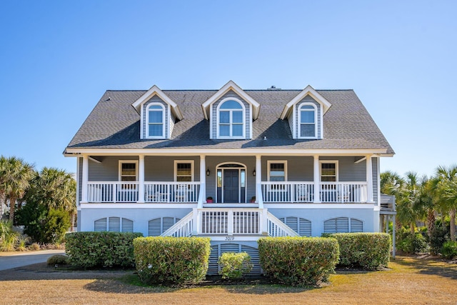 view of front facade featuring covered porch