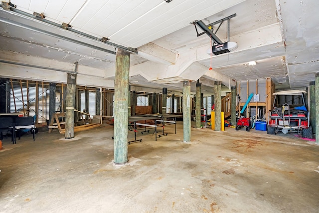 garage with a garage door opener