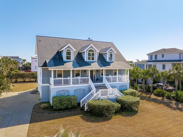 view of front of property featuring covered porch