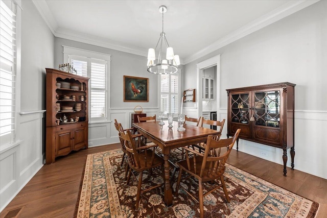 1962 Bellona St, Charleston, SC 29492 - dining space with ornamental molding, dark wood-type flooring, and visible vents