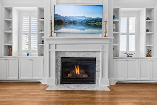 1962 Bellona St, Charleston, SC 29492 - interior details with built in features, a high end fireplace, and wood finished floors
