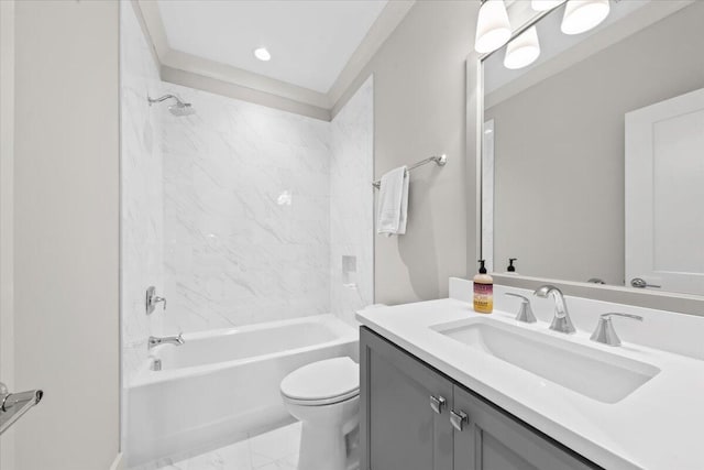 1962 Bellona St, Charleston, SC 29492 - bathroom featuring toilet, marble finish floor, vanity, and shower / bathtub combination
