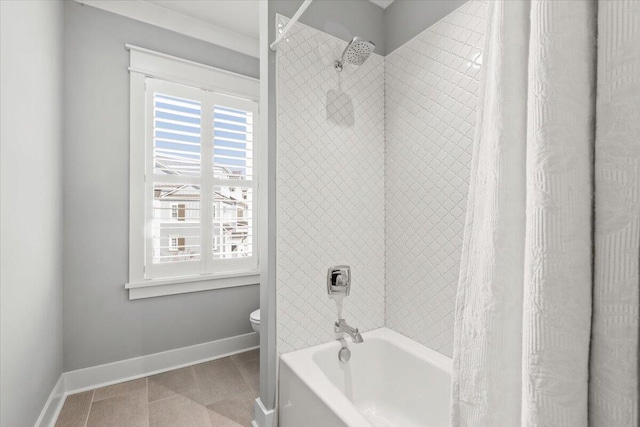 1962 Bellona St, Charleston, SC 29492 - bathroom with toilet, shower / bath combo, baseboards, and tile patterned floors