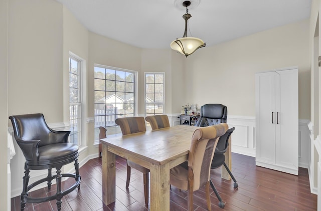 dining area with dark wood-type flooring