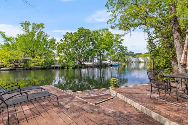 dock area featuring a water view