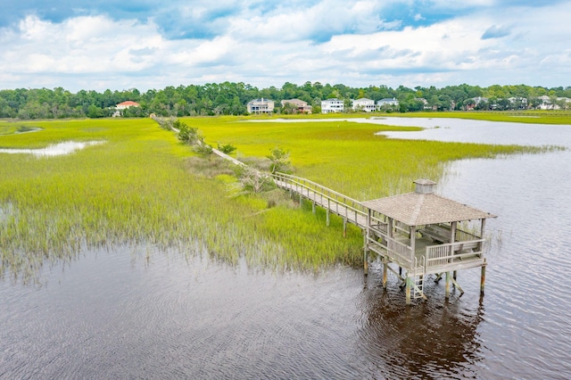 view of dock featuring a water view