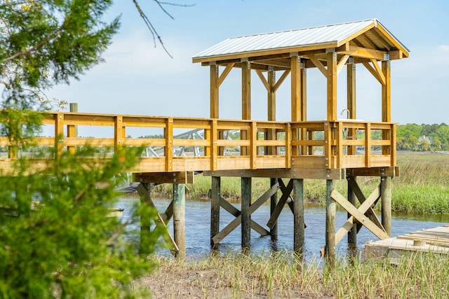 view of dock featuring a water view