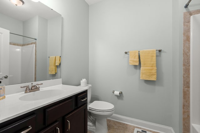 207 Brutus Ln, Summerville, SC 29485 - full bath featuring vanity, a shower, toilet, baseboards, and tile patterned floors