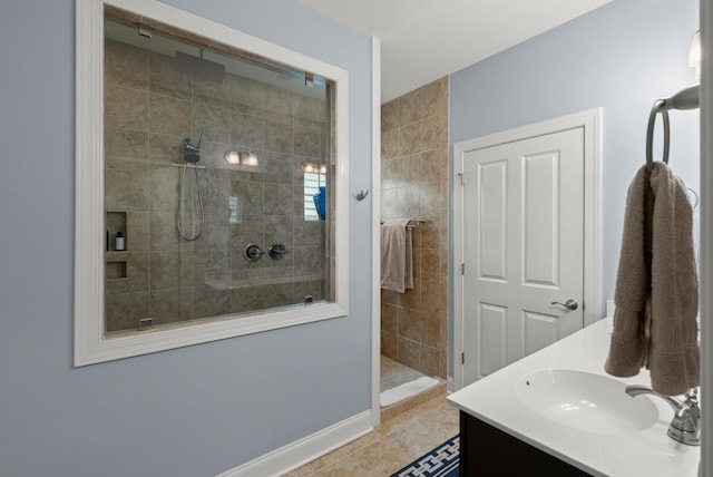 207 Brutus Ln, Summerville, SC 29485 - full bathroom with walk in shower, tile patterned floors, vanity, and baseboards