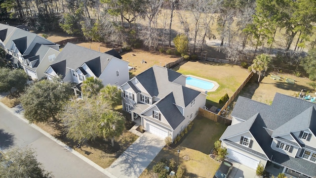 aerial view with a residential view