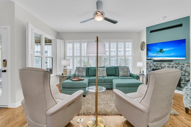 134 Etiwan Park St, Charleston, SC 29492 - living area with plenty of natural light, light wood-style flooring, and ceiling fan