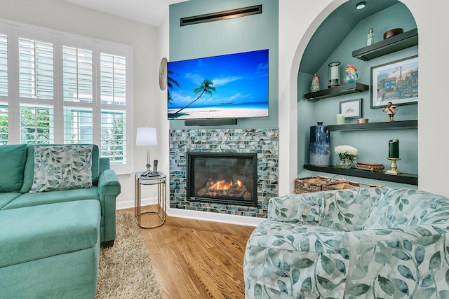 134 Etiwan Park St, Charleston, SC 29492 - living area featuring wood finished floors, healthy amount of natural light, and a fireplace