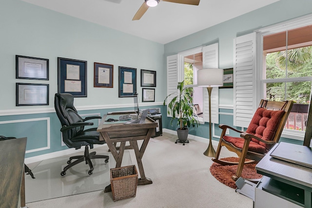 134 Etiwan Park St, Charleston, SC 29492 - carpeted office with ceiling fan and wainscoting