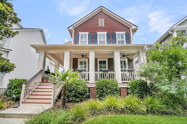 134 Etiwan Park St, Charleston, SC 29492 - view of front of property featuring a ceiling fan, covered porch, and stairs