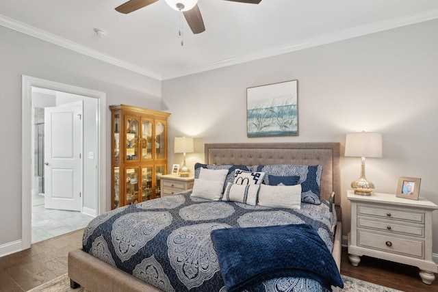 259 Camber Rd, Huger, SC 29450 - bedroom featuring ornamental molding, wood finished floors, a ceiling fan, and baseboards