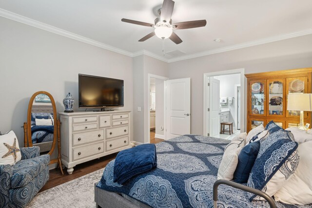 259 Camber Rd, Huger, SC 29450 - bedroom with ornamental molding, wood finished floors, a ceiling fan, and baseboards