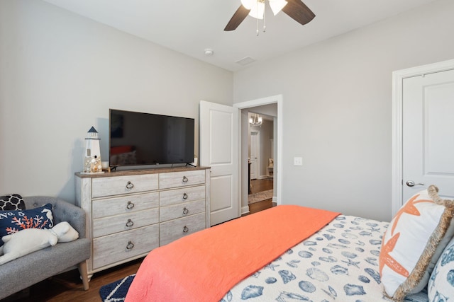 259 Camber Rd, Huger, SC 29450 - bedroom with dark wood-style floors and ceiling fan
