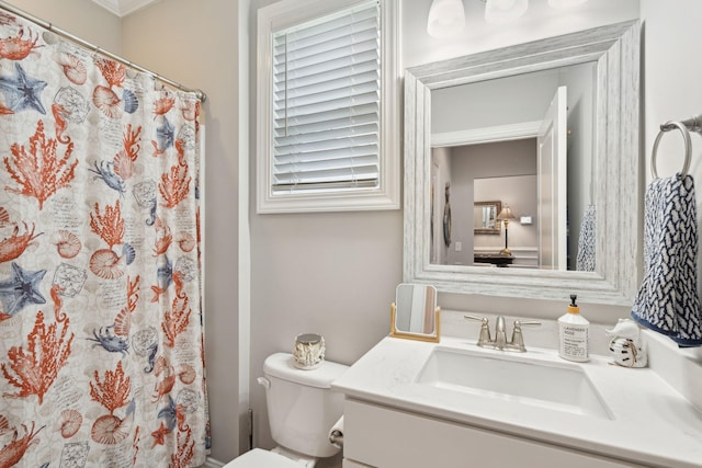 259 Camber Rd, Huger, SC 29450 - bathroom with toilet, vanity, and curtained shower