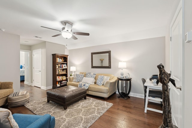 259 Camber Rd, Huger, SC 29450 - living room with baseboards, ceiling fan, and dark wood finished floors