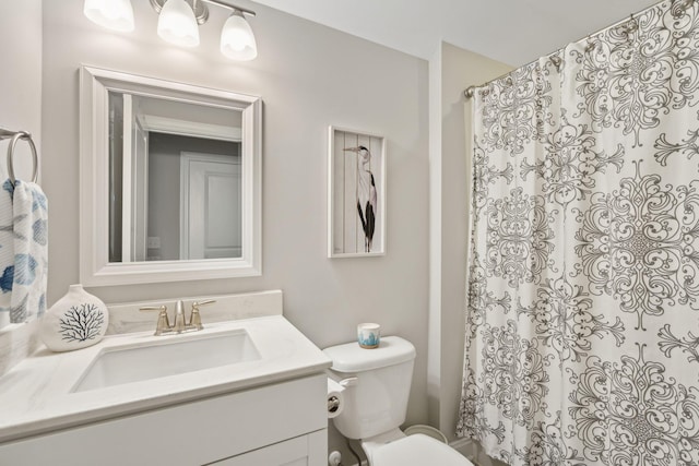 259 Camber Rd, Huger, SC 29450 - bathroom with toilet, vanity, and curtained shower