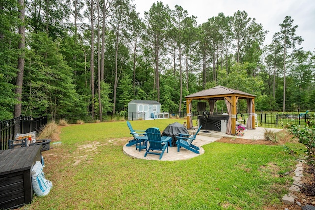 259 Camber Rd, Huger, SC 29450 - view of yard with a patio, a gazebo, an outdoor fire pit, and a hot tub