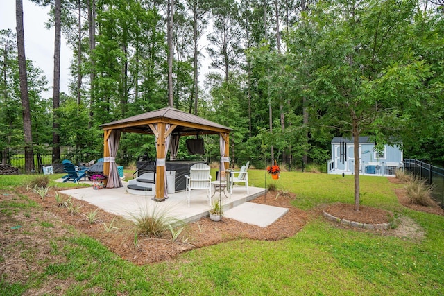 259 Camber Rd, Huger, SC 29450 - view of yard featuring a gazebo, a patio, a hot tub, and an outdoor structure
