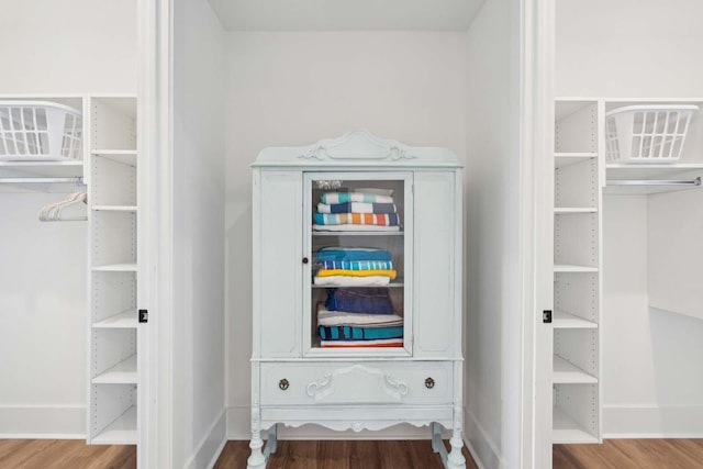 spacious closet with wood finished floors