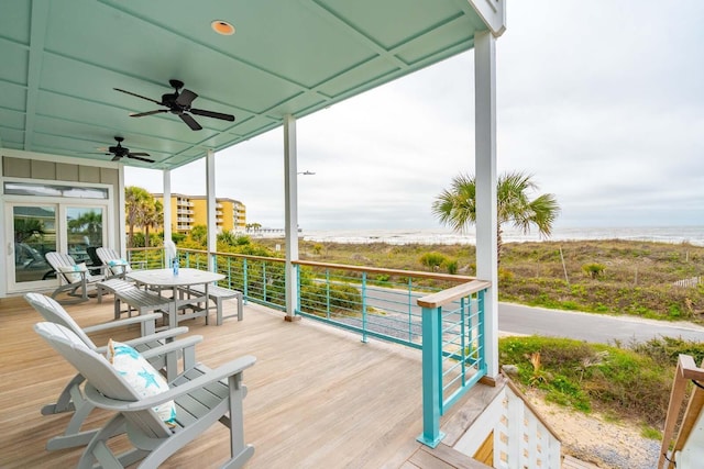 deck featuring ceiling fan