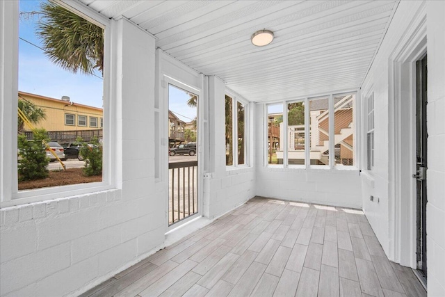 view of unfurnished sunroom