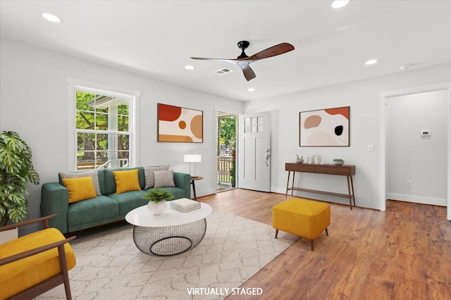 1430 E Montague Ave, North Charleston, SC 29405 - living room with ceiling fan, wood finished floors, recessed lighting, and baseboards