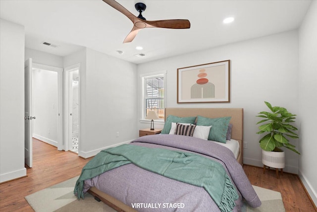 1430 E Montague Ave, North Charleston, SC 29405 - bedroom featuring wood finished floors, baseboards, recessed lighting, and ceiling fan