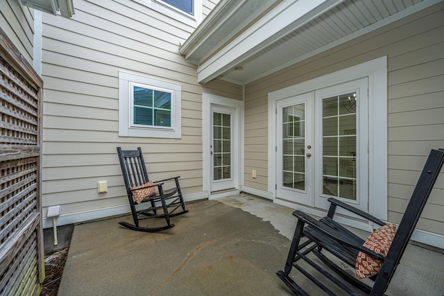 view of patio / terrace featuring french doors