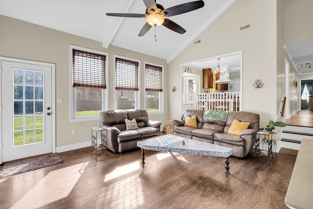 living room with hardwood / wood-style flooring and a wealth of natural light