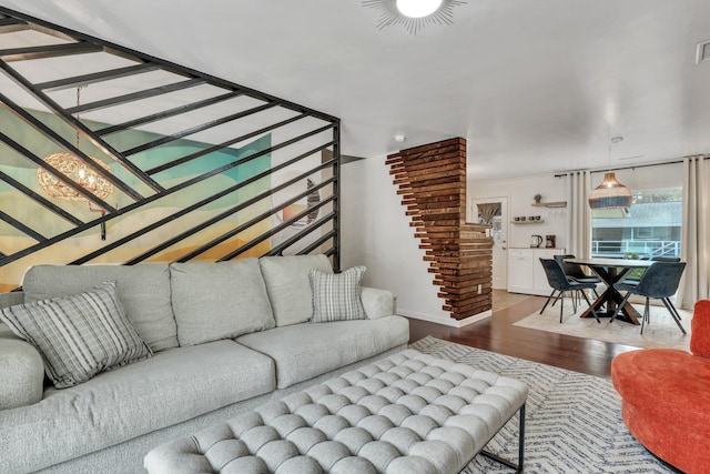 living room with hardwood / wood-style flooring