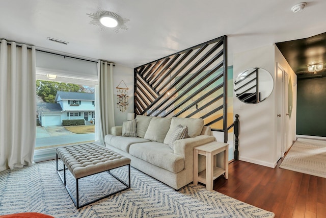 living room with hardwood / wood-style floors