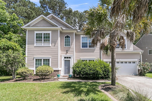 113 Southernwood Dr, Ladson, SC 29456 - view of front of property featuring concrete driveway, a front lawn, and a garage
