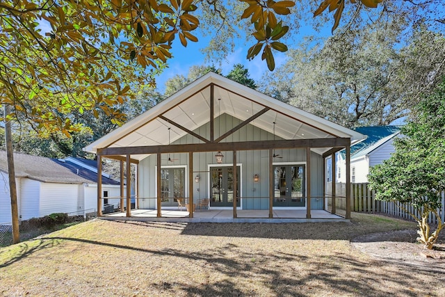 back of property with french doors