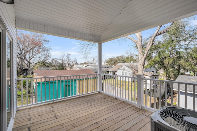 wooden deck with central AC