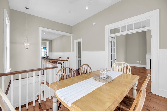68 Vanderhorst St Unit B, Charleston, SC 29403 - dining space with wood finished floors, wainscoting, and recessed lighting