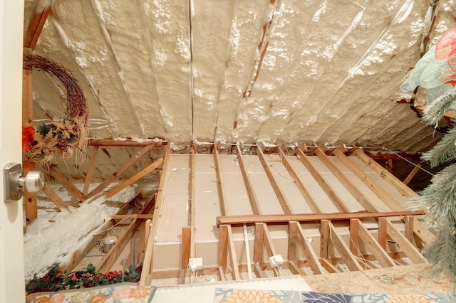 view of unfinished attic