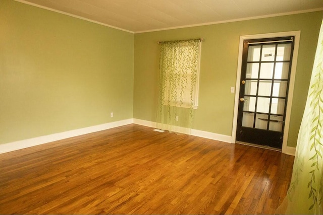 424 Salley Ackerman Dr, Cottageville, SC 29435 - empty room featuring baseboards, wood finished floors, and ornamental molding